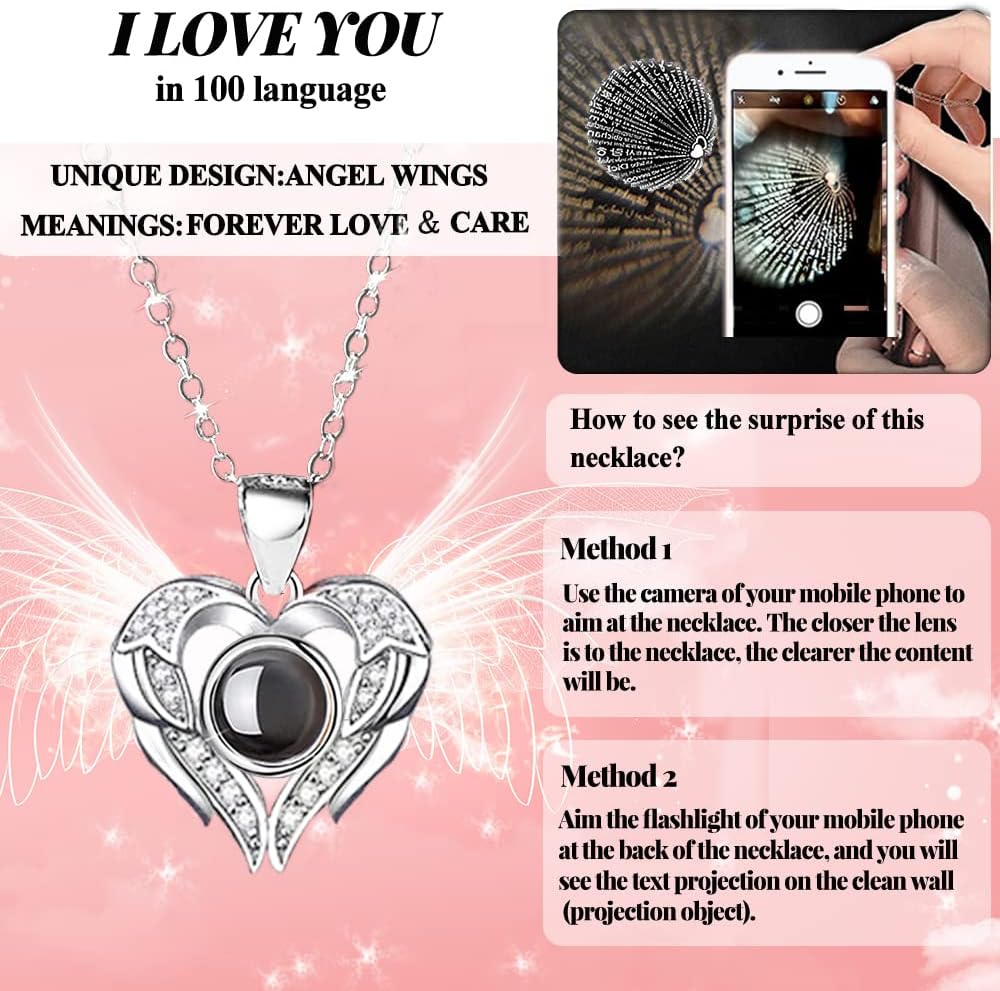 Preserved Real Rose with I love you Necklace