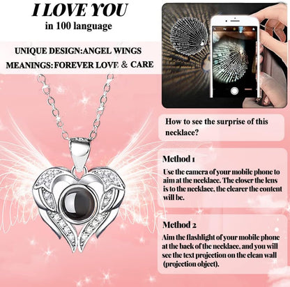 Preserved Real Rose with I love you Necklace