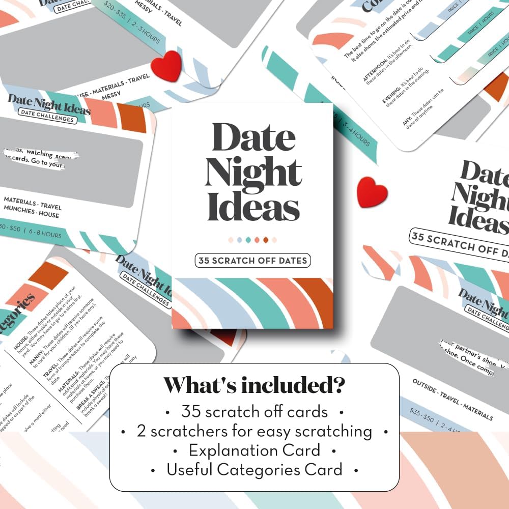 Romantic & Fun Scratch Off Date Night Ideas Card Game, Valentines Day Gifts for Him or Her