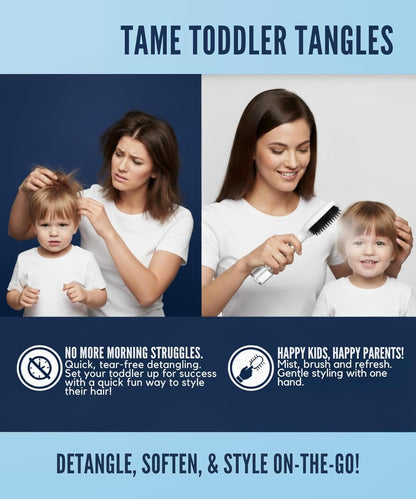 2-in-1 Spray Hair Brush with Water Reservoir – Refillable Mist Detangling Brush for Wet & Dry Hair Styling, Anti-Frizz Hair Brush for Women, Men & Kids